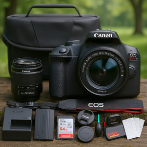 Starter Digital DSLR Camera Bundle with 18-55mm Lens and 64GB <b>Memory</b> <b>Card</b> - Product Image 3