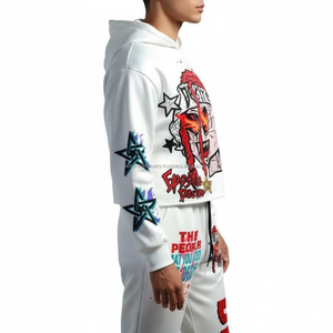 Ensemble de survêtement unisexe personnalisé, léger, écologique, à capuche, pour homme, sweat-shirt et pantalon de survêtement, 100% coton, hiver, décontracté, imprimé à l'écran - Product Image 6