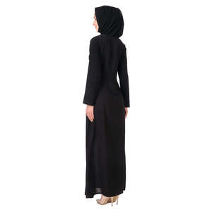 Abaya élégante pour femme AY-808, coupe droite, style modeste, avec col brodé à la main en or et cuivre, style modeste - Product Image 5