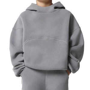 Ensemble de survêtement unisexe gris à capuche avec pantalon cargo long coupe ample couleur unie pour tenue décontractée saison automne 100% coton - Product Image 6