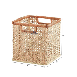 Top Selling Wooden Frame Rattan Cane Basket Sundries <b>Storage</b> Boxes <b>Bins</b> Basket Handmade in Viet Nam - Product Image 2