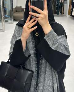 Abaya Larga Islámica de Lujo Estilo Dubai para Mujer, con Mangas con Volantes, Antiarrugas, Hecha a Mano, de Seda, para Ocasiones de Oración, para Todas las Temporadas - Product Image 3