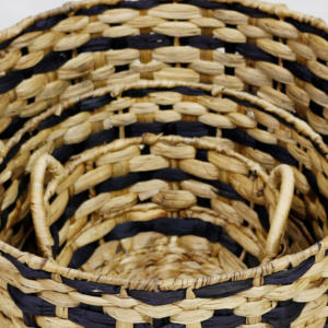 Eco-Friendly Natural Handwoven Water Hyacinth Baskets Modern Design Style Handles <b>Set</b> 3 for Home Use Storage <b>Boxes</b> Bins - Product Image 6