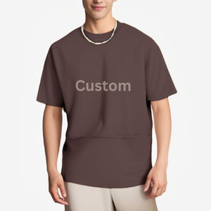 T-shirts pour hommes avec logo personnalisé, séchage rapide, respirants, anti-plis, décontractés, tricotés, 100% coton, écologiques, col rond, prix bas - Product Image 1