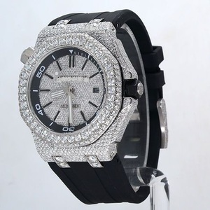 Reloj de Lujo Unisex con Diamante Moissanite VVS, Fecha Automática, Caja de Acero Inoxidable, Movimiento Mecánico, Correa de Goma, Cristal - Product Image 3