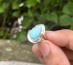 Promise Boho Style Larimar Gemstone Ring 925 Sterling Silver Anillo de apilamiento hecho a mano Joyería Proveedores al por mayor Regalo para ella - Product Image 3