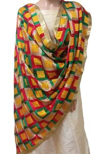 Phulkari Dupatta เสื้อผ้าสาวอินเดีย,สำหรับผู้หญิงสไตล์หนักมีเอกลักษณ์งานศิลปะทำจากด้ายทั้งหมด - Product Image 2