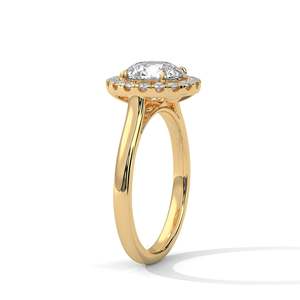 Bague de fiançailles élégante à halo rond, diamant de laboratoire de 2 carats, options or jaune, rose et blanc, clarté VVS, solitaire de luxe - Product Image 4