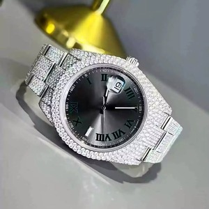 Montre de luxe en acier inoxydable de haute qualité, sertie de moissanite VVS, pour homme, passe le testeur de diamants, montres automatiques mécaniques - Product Image 1