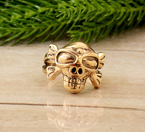 Bague crâne en laiton plaqué or bague de Style Punk réglable gothique crâne bijoux en gros bague de déclaration pour hommes et femmes - Product Image 5