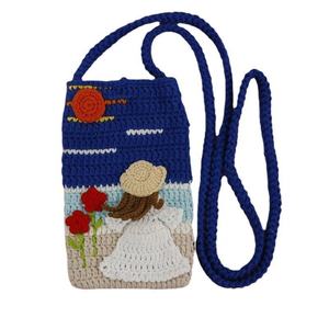 Sac pour petite fille au crochet, style peinture à l'huile, en fil de coton laitier 100% tissé à la main, motif dessin animé mignon, accessoire de mode créatif et culturel - Product Image 5