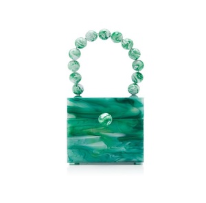 Bolso de mano de noche de diseño creativo antiguo para mujer, elegante, elegante, respetuoso con el medio ambiente, resina, negro brillante, fiesta de boda sostenible - Product Image 6