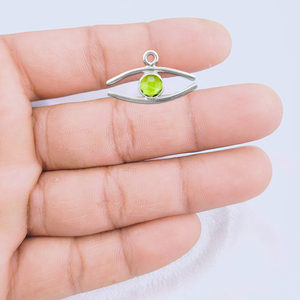 Colgante de piedra natal de ojo malvado de plata esterlina, piedra preciosa de Calcedonia Rosa Marquesa chapada en oro, joyería religiosa Unisex, encanto a granel - Product Image 5