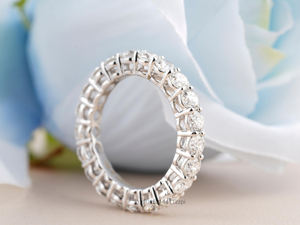 Mujeres Full Eternity Moissanite Diamond 14K oro blanco boda banda Vintage Art Deco diseño elegante regalo para esposa o novia - Product Image 4