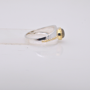 Anillo de Plata de Ley 925 Unisex, Labradorita Chapada en Oro, Ajuste de Bisel de Piedras Preciosas para Bodas, Aniversarios y Fiestas, Novedad - Product Image 3