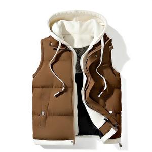 Mode coréenne gilet à capuche pour hommes automne hiver décontracté sans manches hommes manteaux coupe-vent sans manches hommes coton veste avec capuche - Product Image 3