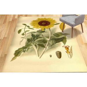 Alfombra Vintage con Diseño Botánico de Girasoles: Alfombra con Acentos Florales, Alfombra Estampada, Alfombra de Chenilla - Product Image 5