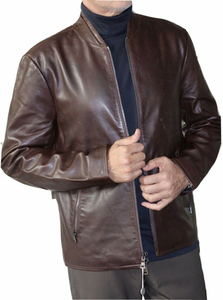 Chaquetas de cuero genuino para hombre y mujer, venta al por mayor, moda de invierno, piel de vaca marrón con cuello levantado, chaqueta acolchada con patrón de letras - Product Image 4