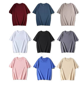 OEM personalizado logotipo diseño pesado 220g puro algodón color sólido suelta casual tops cuello redondo media manga camiseta - Product Image 1