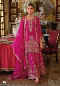 Chinon seda pesado bordado tradicional paquistaní mujeres Sharara traje de secado rápido para todas las ocasiones Salwar Kameez ropa de boda - Product Image 4