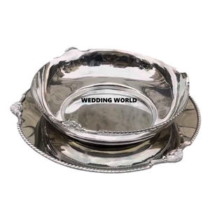 Tazón de Chocolate de Metal Niquelado, Forma Redonda, Decorativo para Bodas y Eventos, Tazón de Chocolate de Lujo Hecho a Mano - Product Image 1