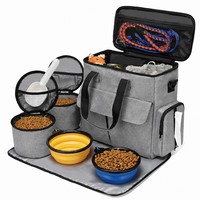 Sac de voyage pliable portable grande capacité pour chiens et chats, avec rangement extérieur pour nourriture pour animaux