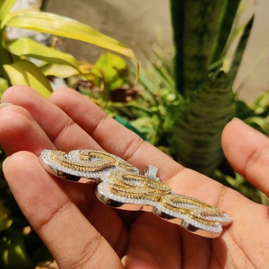 Colgante de Hip Hop VVS Moissanite Iced para hombre, 925 plateado, hecho a mano, nombre personalizado, regalo, símbolo religioso cristiano - Product Image 6