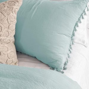 Juego de funda nórdica de algodón 100%, juego de cama con borlas blancas, funda nórdica con borlas bohemias, ropa de cama de granja, juego de cama con borlas para el hogar y el Hotel - Product Image 4