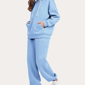 Último diseño de chándal de algodón 100% de invierno para mujer, conjuntos de talla grande con estampado de Color sólido, ropa de calle para mujer, chándal - Product Image 3