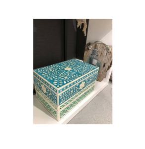 Caja Decorativa con Incrustaciones de Hueso para Guardar Joyas, Diseño en Color Marrón y Blanco, Artesanía India, Gran Venta - Product Image 6