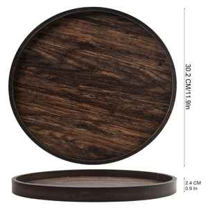 Plateau de service rond en bois de manguier rustique de haute qualité fait à la main pour décor de comptoir de cuisine et service de Restaurant - Product Image 5