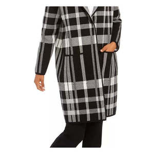 Giacca Reversibile da Donna Charter Club, Stile Coatigan a Quadri Neri, in Flanella Traspirante con Motivo Stampato, Autunnale, Taglie da XS a XL - Product Image 3