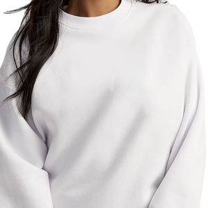 Sudadera de hombro caído de mezcla de poliéster/algodón para mujer de alta calidad totalmente personalizable blanco holgado informal - Product Image 3