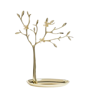 Présentoir à bijoux fait main poli en or Collier chic Présentoir à bijoux multi-sections en métal pour coiffeuse - Product Image 1