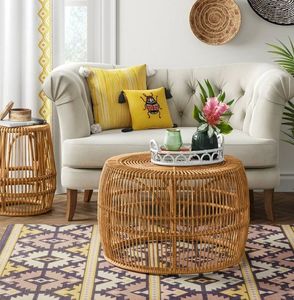 Muebles de mimbre para exteriores naturales de estilo elegante, balcón, patio, mesa de ocio y silla, mesa y silla de mimbre hechas a mano para Patio - Product Image 2