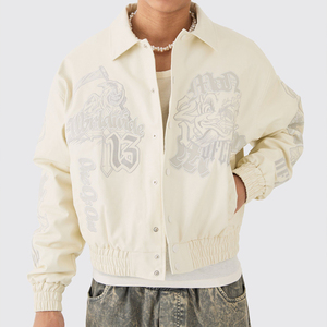 Blouson de baseball personnalisé uni 100% laine chenille broderie grande taille bombardier pour hommes veste universitaire - Product Image 6