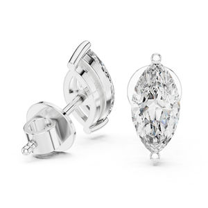 Pendientes de Diamantes Cultivados en Laboratorio con Corte Marquesa en Oro Blanco de 14K para Mujer |   Pendientes para Uso Diario |   Diamante Cultivado Nuevo - Product Image 5