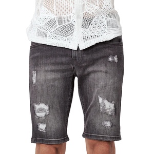 กางเกงยีนส์ขาสั้นผู้ชายลำลอง เอวสูง สีอ่อน ทรงตรง ผ้าถัก ระบายอากาศได้ดี เป็นมิตรกับสิ่งแวดล้อม ผ้าฝ้าย 100% ราคา - Product Image 1