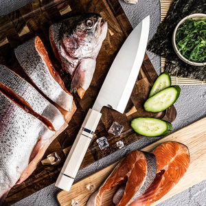 Cuchillos de Cocina Profesionales Japoneses de Acero Inoxidable para Filetear, Cuchillo Deba para Sushi y Pescado con Mango Octogonal de Marfil - Product Image 3