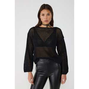 Pull décontracté à col rond et manches longues en tissu non tissé 100% acrylique - Product Image 2