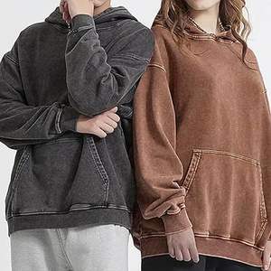 Alta calidad 100% algodón lavado ácido Sudadera con capucha logotipo personalizado bordado peso pesado de gran tamaño desgastado francés Terry sudaderas con capucha - Product Image 6