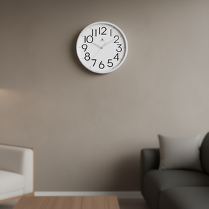 JUSTAMINUTE White 24.5cm Quartz Analog Minimalist Plastic Wall <b>Clock</b> for Living Room Model 00712B - Product Image 3