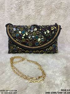 Elegant Designer Fashion Bridal Clutch with Chain Strap and Satin Lining Sophisticated Wedding <b>Handbag</b> for Modern <b>Brides</b> - Product Image 4