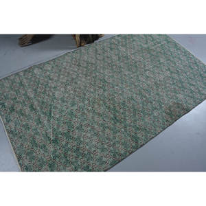 Classique vert noir Vintage tapis turc 4.4 X 7.5ft fait à la main Patchwork Design laine Polyester matériel Latex support pour vivre - Product Image 2