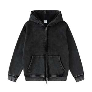 Sudaderas con cremallera en blanco lavadas de alta calidad al por mayor con logotipo personalizado sudaderas con capucha con cremallera completa de gran tamaño con logotipo personalizado para hombres - Product Image 1