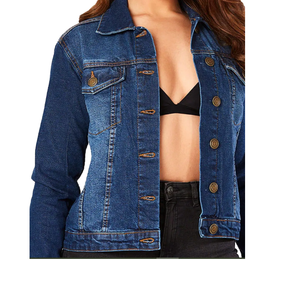 Veste décontractée en denim matelassé pour femme, prix d'usine, coton, bleu clair, BD hiver - Product Image 5