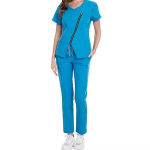 Conjunto de Enfermería de tela reciclada uniforme médico respetuoso con el medio ambiente sostenible personalizado para mujer al por mayor - Product Image 1