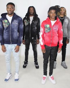 Luxe 500GSM coton polaire Zip Hoodie personnalisé brodé Streetwear hiver acide lavage à capuche veste pour hommes - Product Image 2