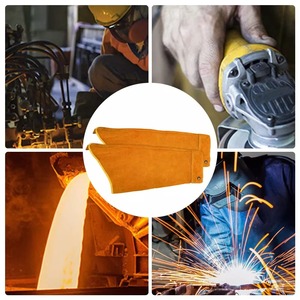 Manchons de soudage en cuir de vache véritable Protège-bras résistant à la chaleur et aux flammes Équipement de protection résistant au feu et aux chocs - Product Image 5