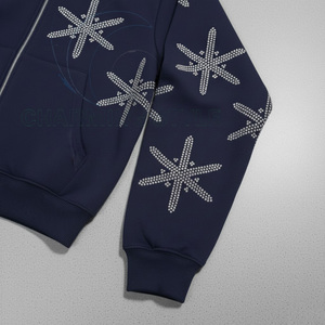 ชุดวอร์มแทรคสูทแบบสวมหัวสีดำลายหินรินสโตนสำหรับฤดูหนาว  แบบครอป  พร้อมกางเกงขายาว  ไซส์พลัส ระบายอากาศได้ดี - Product Image 5